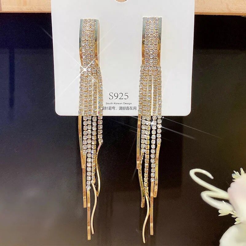 Peris Gems golden 01 Long Diamond Tassel Earrings for Women | Party Jewelry SHEIN Amazon Temu