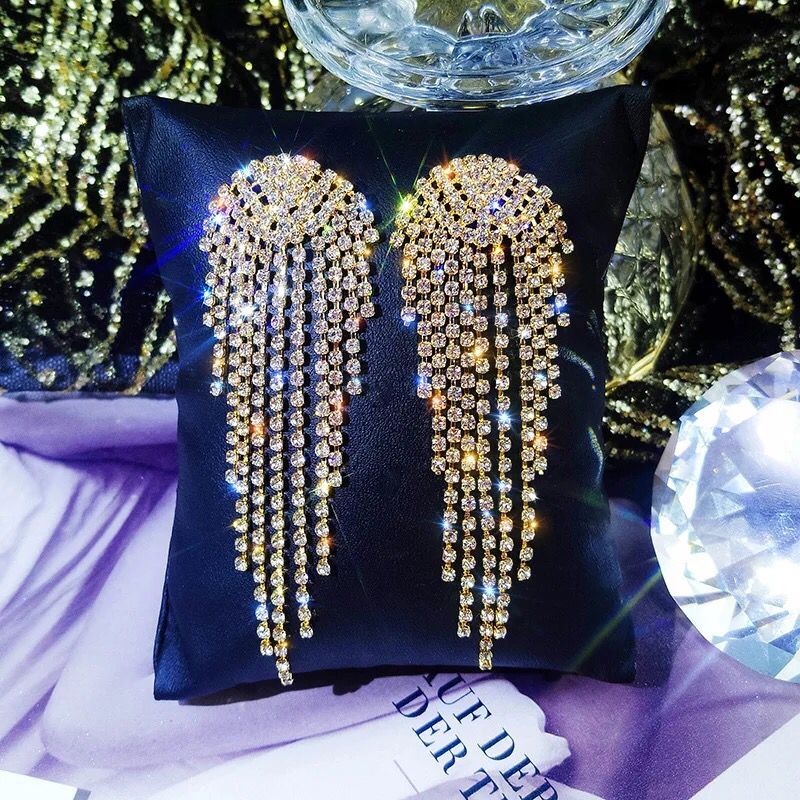 Peris Gems golden 06 Long Diamond Tassel Earrings for Women | Party Jewelry SHEIN Amazon Temu