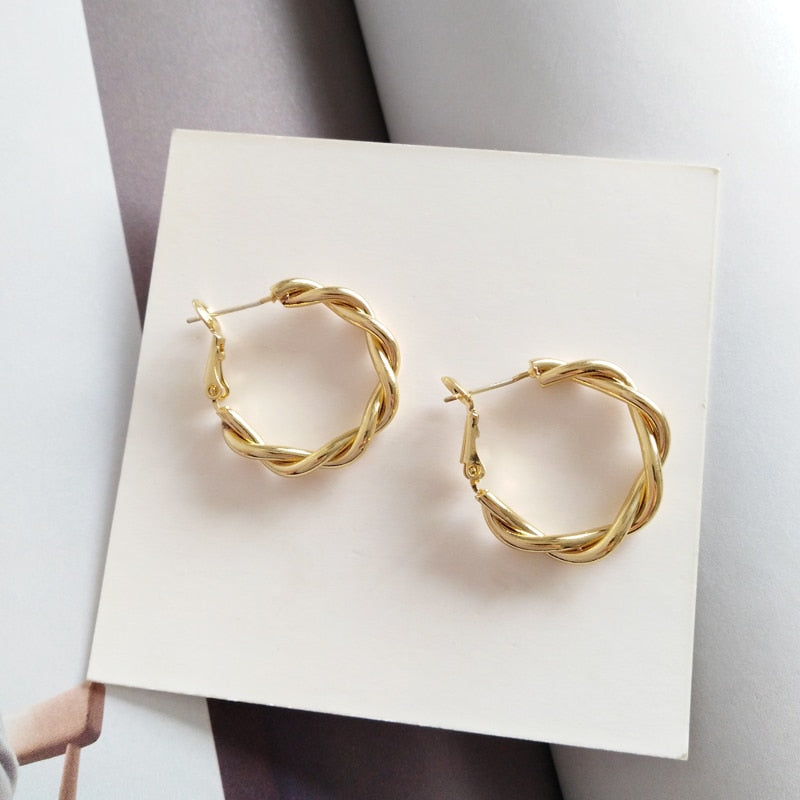 Peris Gems golden C Shaped Twisted Stud Earrings for Women | Round Retro Silver Gold Earrings for Women SHEIN Amazon Temu