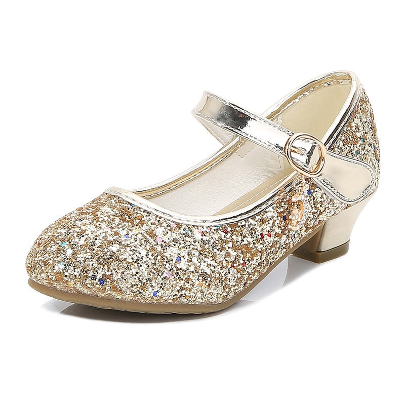 Peris Gems Golden / EUR 26 Insole 17.2CM Glitter High Heel Shoes for Girls | Round Toe Princess Heels SHEIN Amazon Temu