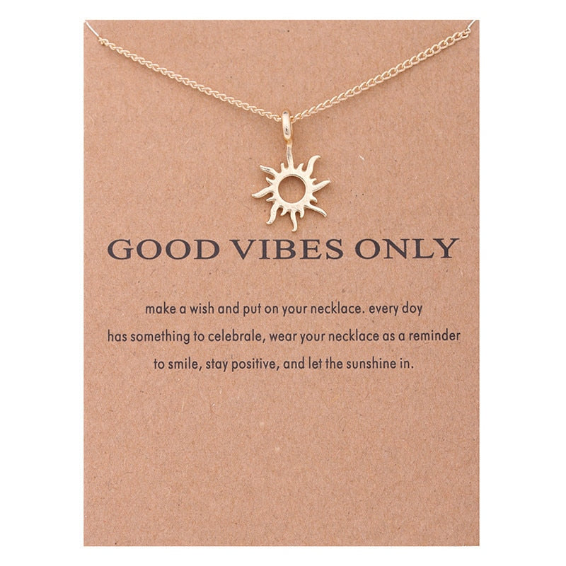 Peris Gems Good Vibes Only Good Luck Pendant Necklaces with Fortune Cards Unisex SHEIN Amazon Temu