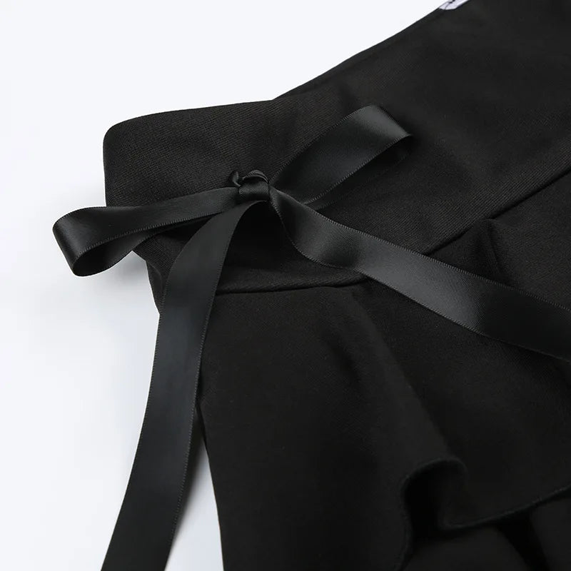 Peris Gems Goth Y2K Black Lace Trim Bow A Line Mini Skirt Women Korean Streetwear Goth Y2K Black Lace Trim Bow A Line Mini Skirt Women Korean Streetwear SHEIN Amazon Temu