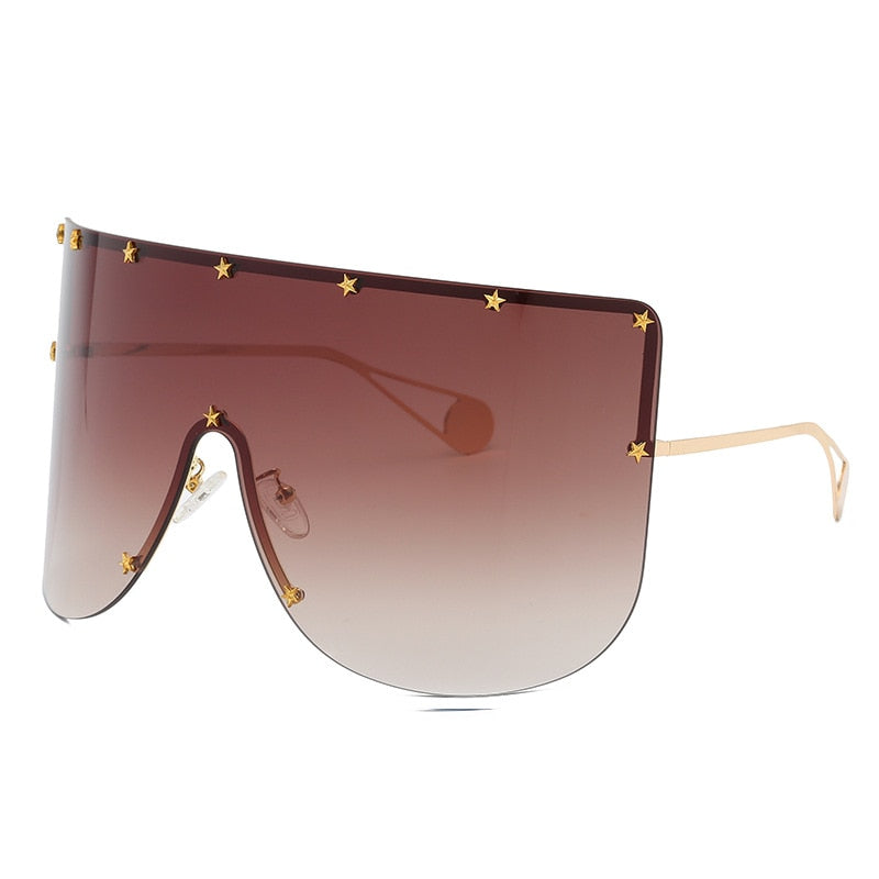 Peris Gems Gradient Tea Oversized Shield Sunglasses Unisex | Large Blocky Rimless Sunglasses Oversized Shield Sunglasses Unisex | Large Blocky Sunglasses SHEIN Amazon Temu