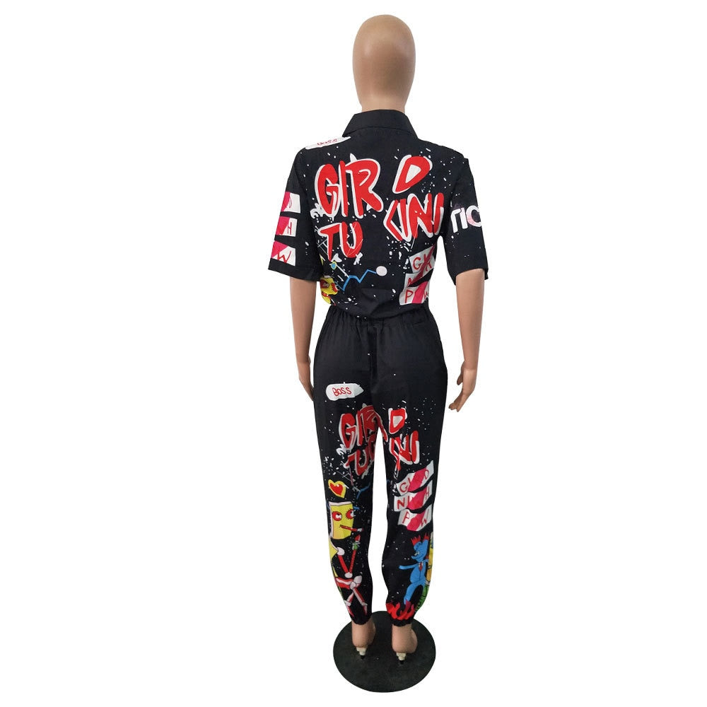 Peris Gems Graphic Print Turn Down Romper Jumpsuit for Women SHEIN Amazon Temu