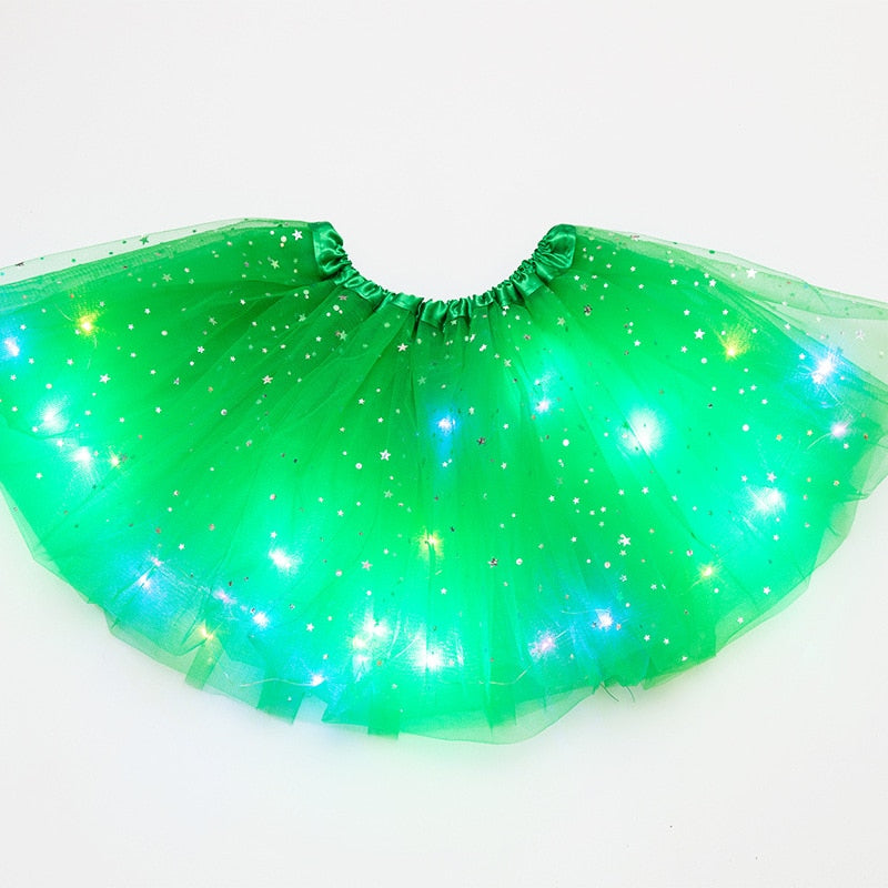 Peris Gems Grass green / 3-12 years old LED Glowing Kid Girls Princess Tutu Skirts | Children Dancing Miniskirt LED Glowing Kid Girls Princess Tutu Skirts Dancing Miniskirt SHEIN Amazon Temu