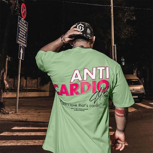 Peris Gems grass green / M Anti-Cardio Oversized Cotton Tee for Men | Gym Bro Bulking Shirt Anti-Cardio Oversized Cotton Tee | Gym Bro Bulking Shirt SHEIN Amazon Temu