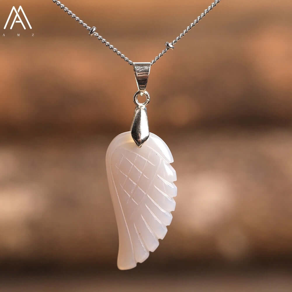 Peris Gems Gray Agate Angel Wing Labradorite Choker Necklace - Quartz Crystal Angel Wings SHEIN Amazon Temu