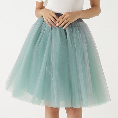 Peris Gems gray light green / One Size Pleated 5-Layer Tulle Skirt for Women | Fairy Midi Skirts SHEIN Amazon Temu