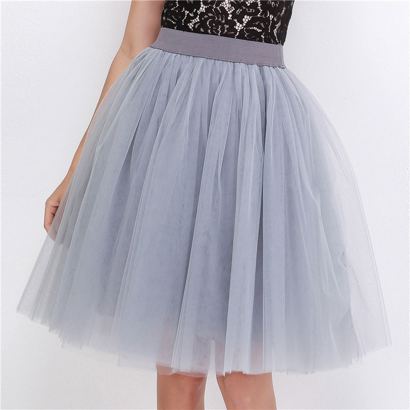 Peris Gems gray / One Size Pleated 5-Layer Tulle Skirt for Women | Fairy Midi Skirts SHEIN Amazon Temu