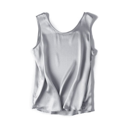 Peris Gems Gray / S Sleeveless Satin Tank Top Shirt for Women | Cozy Silk Chic Vest Sleeveless Satin Tank Top Shirt for Women | Silk Chic Vest SHEIN Amazon Temu