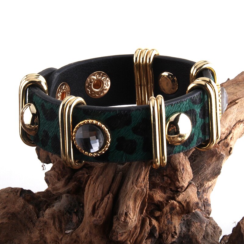 Peris Gems Green / 20cm Boho Leopard Print Leather Bracelets for Women SHEIN Amazon Temu
