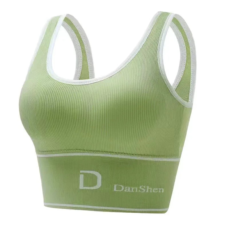 Peris Gems Green / 65-80kg / 95C|36 Bra, Sports Underwear, Yoga, High Elasticity, Big U Vest, Underwear, Women&