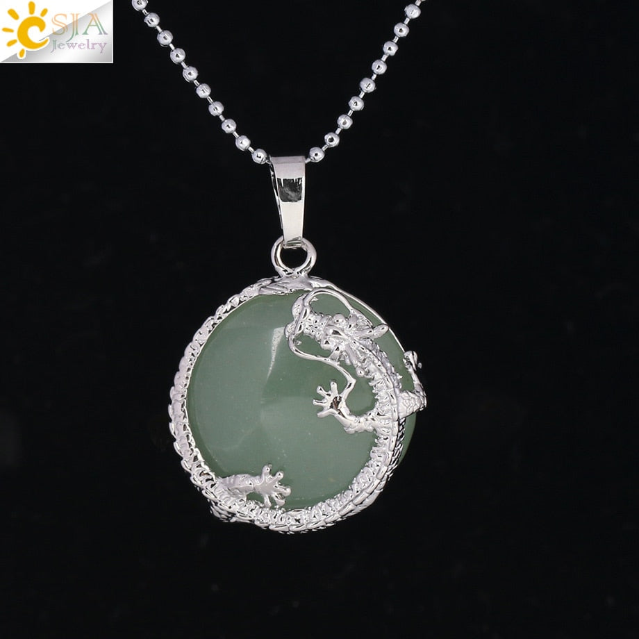 Peris Gems Green Aventurine Dragon Pendant Necklace for Women | Silver Quartz Stone Necklace for Women SHEIN Amazon Temu