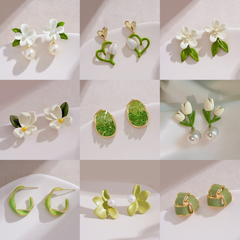 Peris Gems Green Flower Drop Stud Pearl Earring Collection for Women Green Flower Drop Earring Collection for Women Stud Earrings SHEIN Amazon Temu