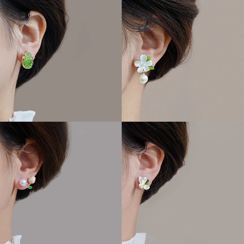 Peris Gems Green Flower Drop Stud Pearl Earring Collection for Women Green Flower Drop Earring Collection for Women Stud Earrings SHEIN Amazon Temu