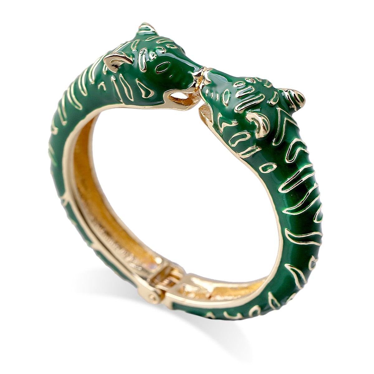 Peris Gems Green Leopard Head Cuff Bangle for Women | Gold Plated Enamel Bracelets Leopard Head Cuff Bangle for Women | Gold Plated Bracelets SHEIN Amazon Temu