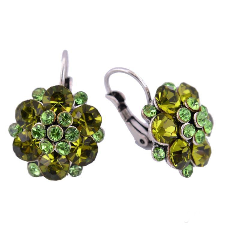 Peris Gems Green Rhinestone Flower Clip On Earrings for Women | Silver Diamond Earrings Rhinestone Flower Clip On Earrings for Women Silver Earrings SHEIN Amazon Temu