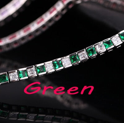Peris Gems green Square Diamond Tennis Bracelet for Women | Silver Fashion Bracelet for Women SHEIN Amazon Temu