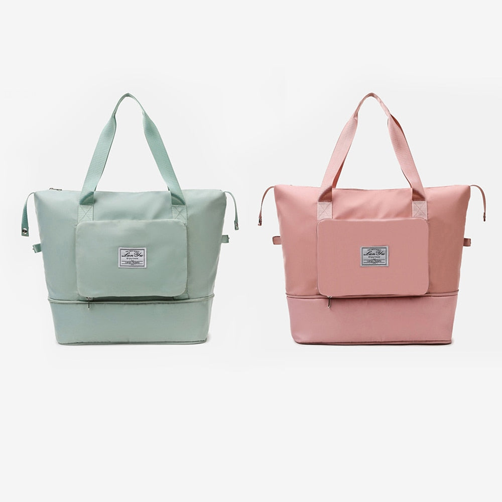 Peris Gems green Sweet powder Ladies Foldable Travel Bag | Handheld Large Capacity Expandable Bag SHEIN Amazon Temu