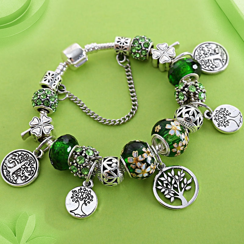 Peris Gems Green Tree of Life Charm Bracelets Unisex | Silver Pendant Bracelets Green Tree of Life Charm Bracelets Unisex | Silver Pendant SHEIN Amazon Temu