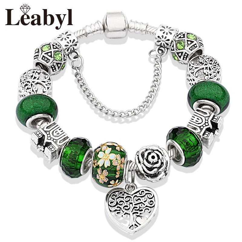 Peris Gems Green Tree of Life Charm Bracelets Unisex | Silver Pendant Bracelets Green Tree of Life Charm Bracelets Unisex | Silver Pendant SHEIN Amazon Temu