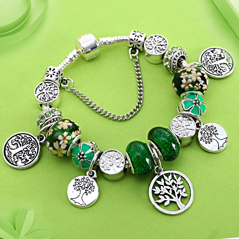 Peris Gems Green Tree of Life Charm Bracelets Unisex | Silver Pendant Bracelets Green Tree of Life Charm Bracelets Unisex | Silver Pendant SHEIN Amazon Temu