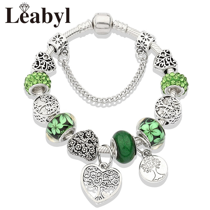 Peris Gems Green Tree of Life Charm Bracelets Unisex | Silver Pendant Bracelets Green Tree of Life Charm Bracelets Unisex | Silver Pendant SHEIN Amazon Temu