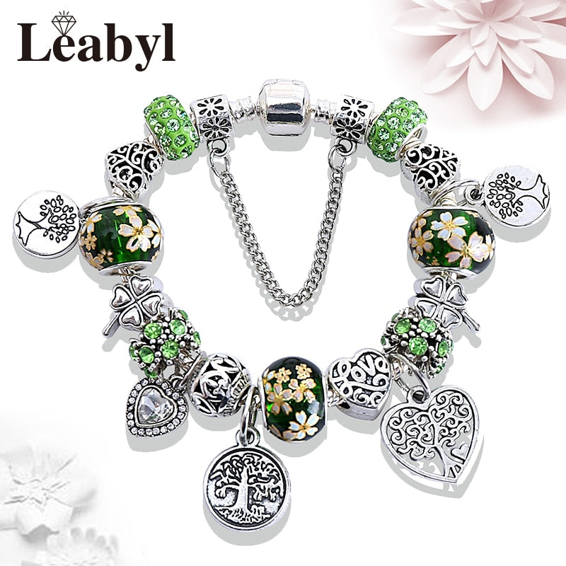 Peris Gems Green Tree of Life Charm Bracelets Unisex | Silver Pendant Bracelets Green Tree of Life Charm Bracelets Unisex | Silver Pendant SHEIN Amazon Temu