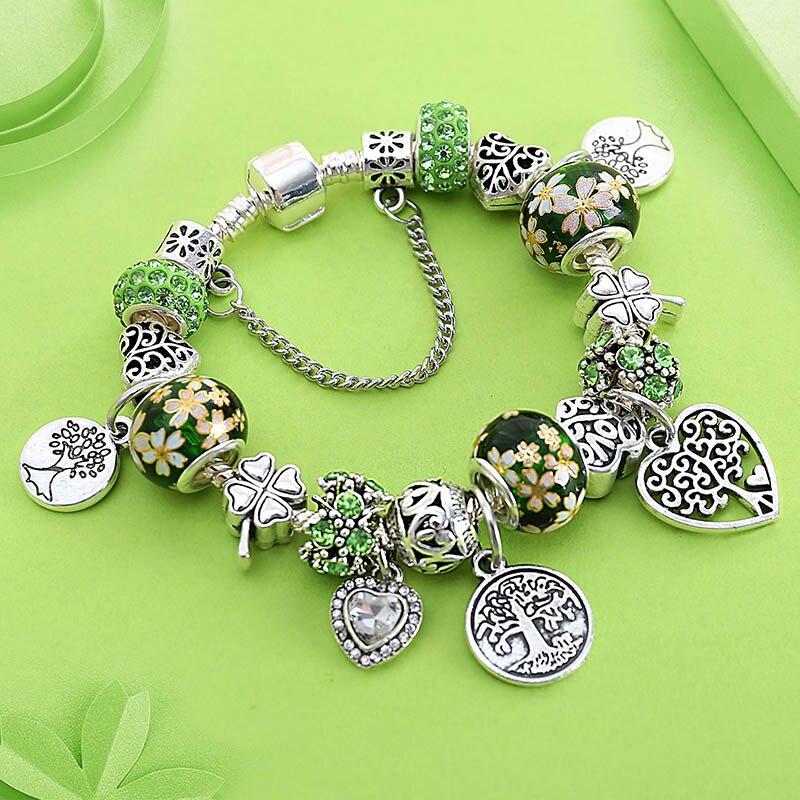 Peris Gems Green Tree of Life Charm Bracelets Unisex | Silver Pendant Bracelets Green Tree of Life Charm Bracelets Unisex | Silver Pendant SHEIN Amazon Temu