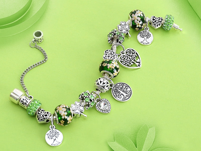 Peris Gems Green Tree of Life Charm Bracelets Unisex | Silver Pendant Bracelets Green Tree of Life Charm Bracelets Unisex | Silver Pendant SHEIN Amazon Temu