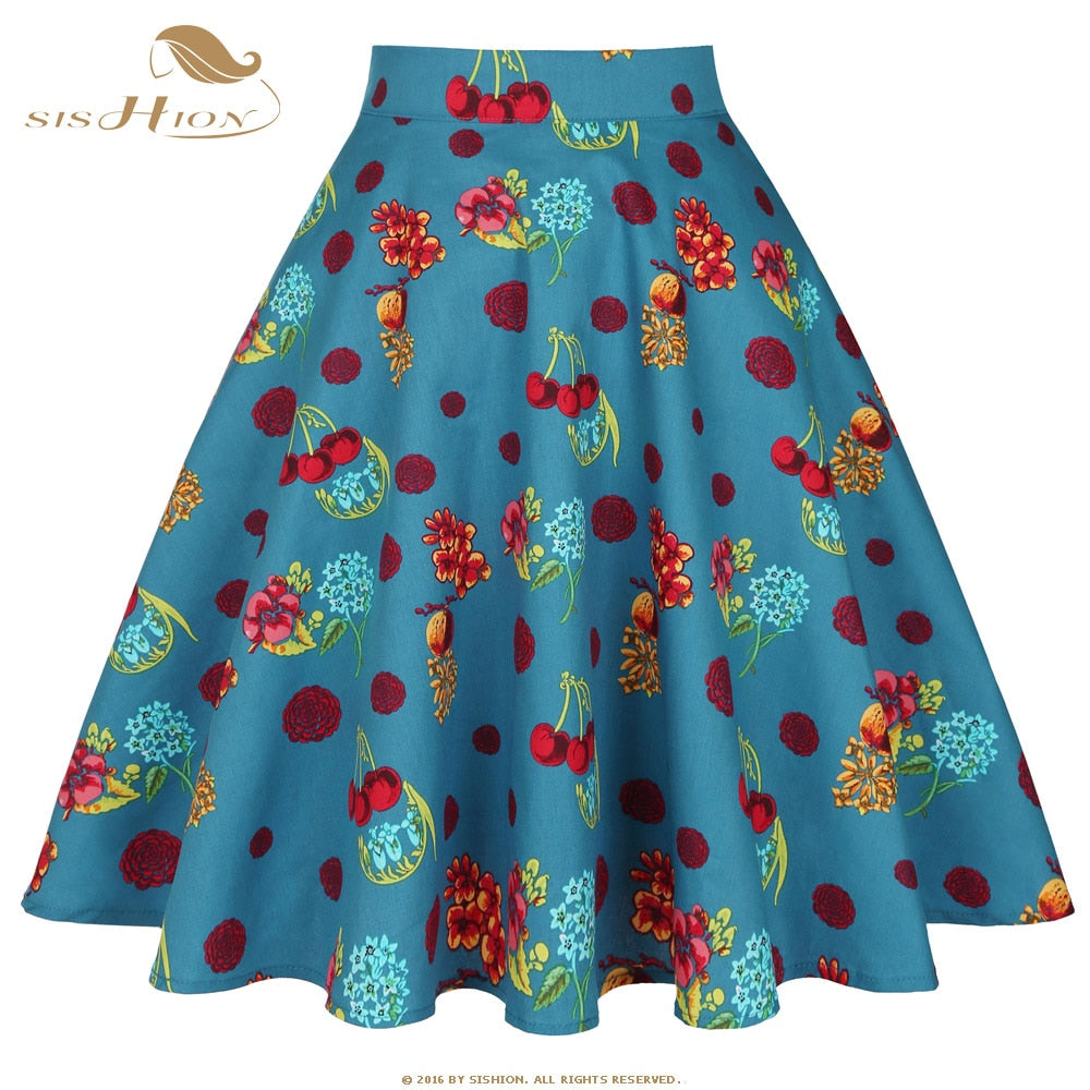 Peris Gems greencherryflower / S Cotton Midi Skirt Collection for Women | Floral Polka Dot Skirts SHEIN Amazon Temu