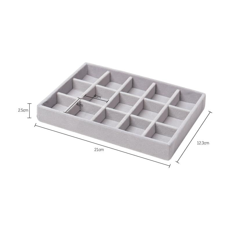 Peris Gems Grey-15 spaces Velvet Jewelry Display Stackable Tray Case SHEIN Amazon Temu