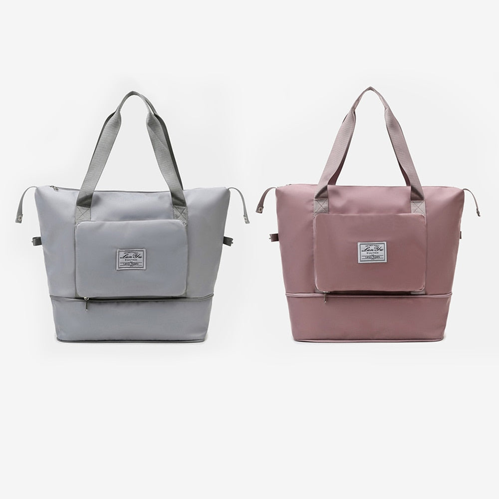 Peris Gems grey Cherry pink Ladies Foldable Travel Bag | Handheld Large Capacity Expandable Bag SHEIN Amazon Temu