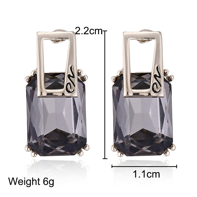 Peris Gems Grey Gold Square Crystal Stud Earrings for Women | Cute Party Earrings Gold Square Crystal Stud Earrings for Women | Party Earrings SHEIN Amazon Temu