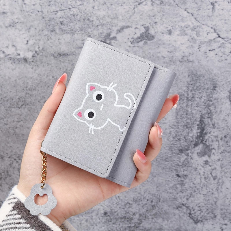 Peris Gems Grey Hollow Cat Cute Animal Art Small Wallet for Women | Short Purse for Females Small Card Holder SHEIN Amazon Temu