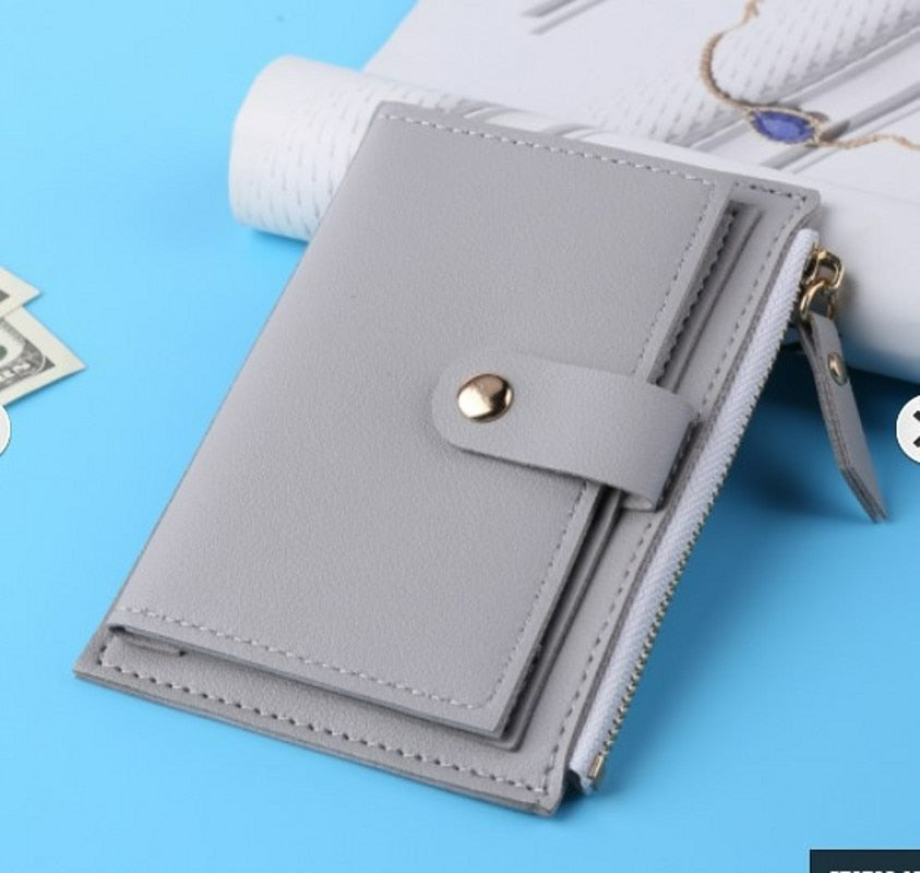 Peris Gems Grey PU Leather Mini Slim Wallets for Women | Zipper Hasp Card Wallet PU Leather Mini Slim Wallets for Women | Hasp Card Wallet SHEIN Amazon Temu