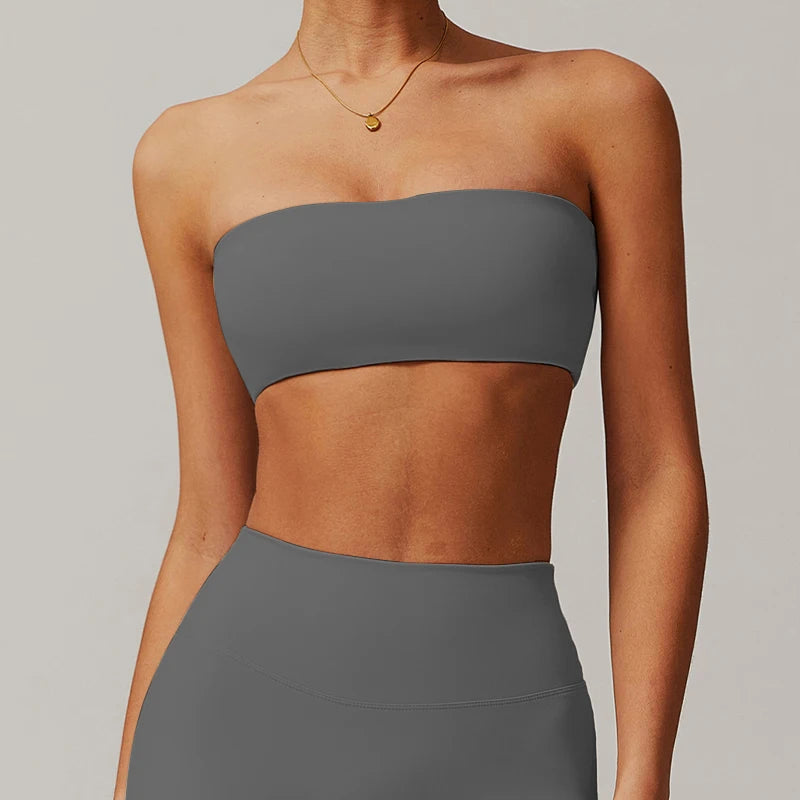 Peris Gems Grey / XL Strapless Sports Bra Gym Top Women Quick-Drying Yoga Clothes Women Tube Top Fitness Chest Wrap Underwear Workout Bra Female Strapless Sports Bra Gym Top Women Quick-Drying Yoga Clothes Women Tube Top Fitness Chest Wrap Underwear Workout Bra Female SHEIN Amazon Temu