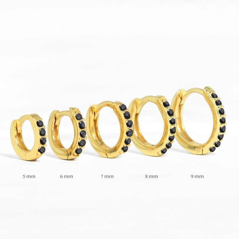 Peris Gems H 1pair / 6mm Round Micro Inlay Gold Hoop Earrings for Women | Silver Gold Diamond Earrings for Women SHEIN Amazon Temu