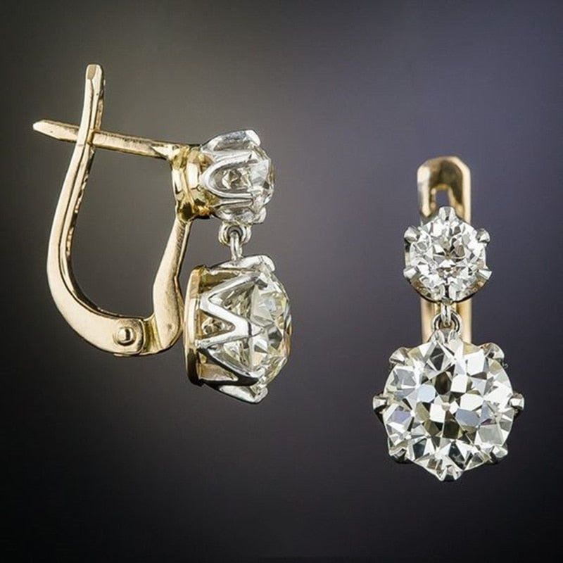 Peris Gems H-gold Diamond Silver Princess Earrings for Women | Gold Silver Hoop Stud Bridal Earrings Diamond Silver Princess Earrings for Women SHEIN Amazon Temu
