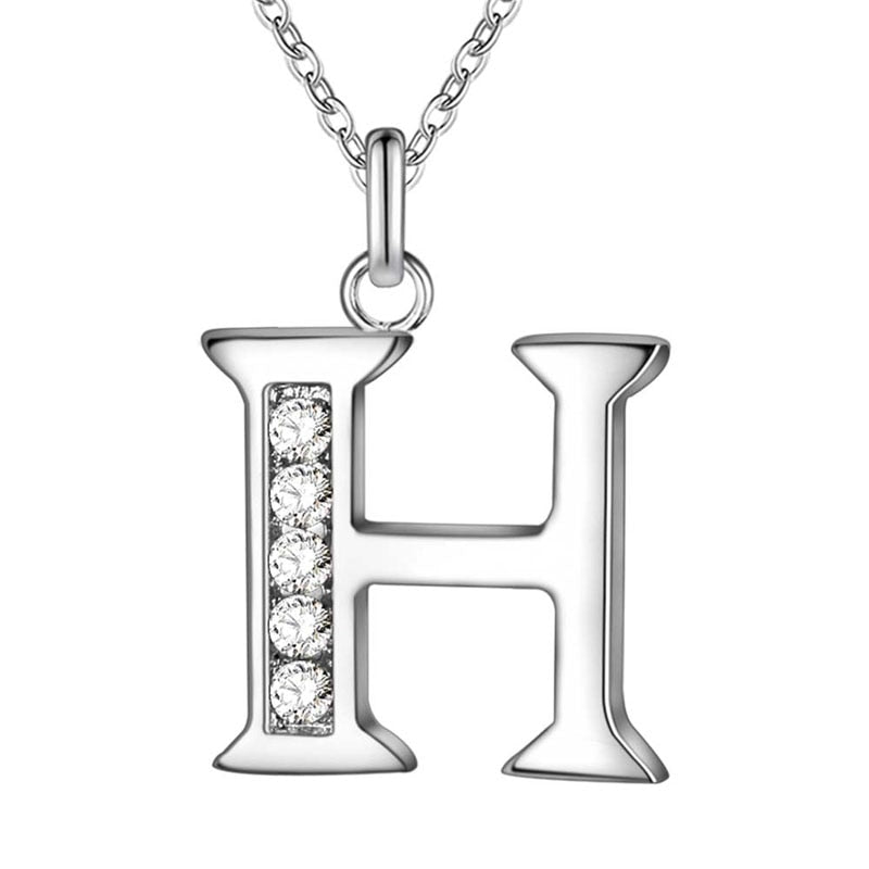 Peris Gems H Initial Letter Silver Diamond Necklaces | Elegant Unisex Initial Necklace SHEIN Amazon Temu
