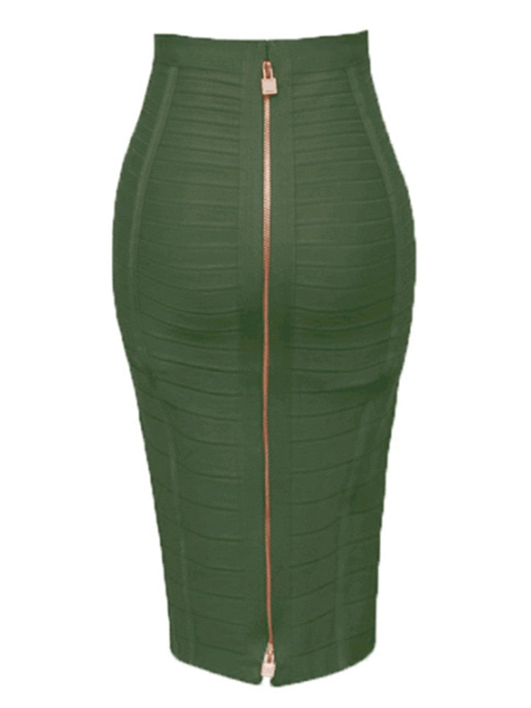 Peris Gems H888-Army Green / XS Elastic Solid Bandage Zipper Skirt for Women | Pencil Skirts SHEIN Amazon Temu