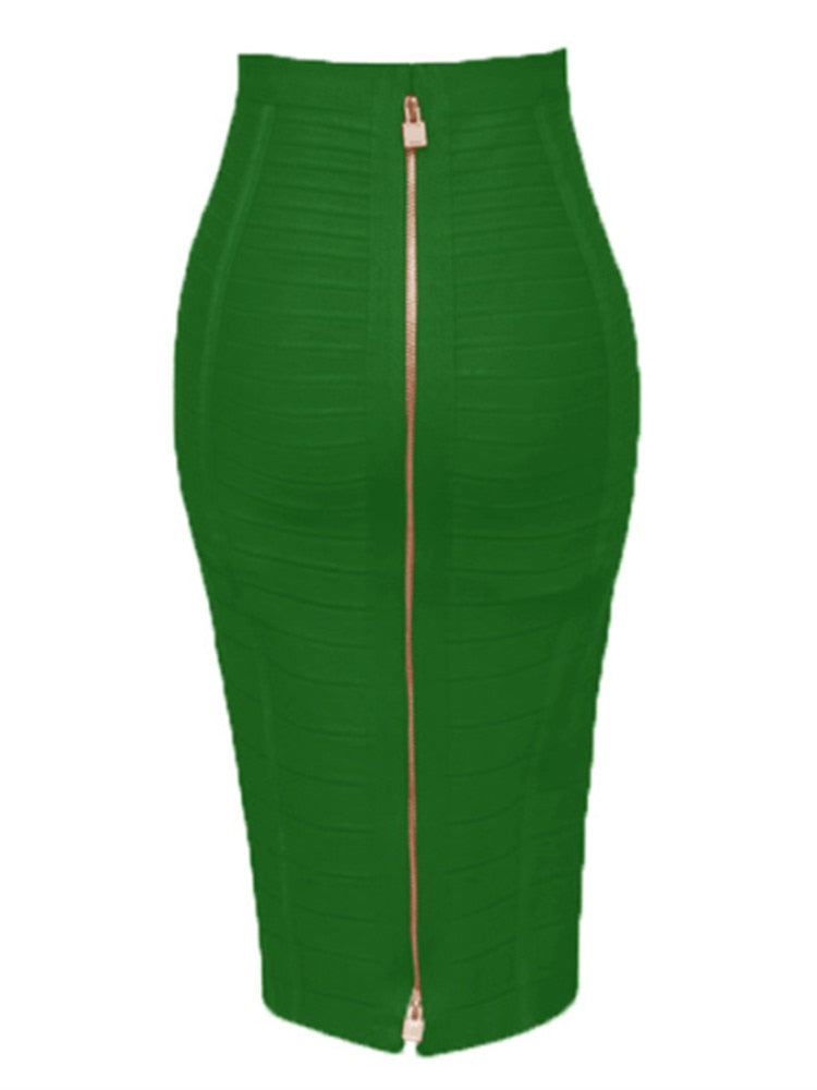 Peris Gems H888-Green / XS Elastic Solid Bandage Zipper Skirt for Women | Pencil Skirts SHEIN Amazon Temu
