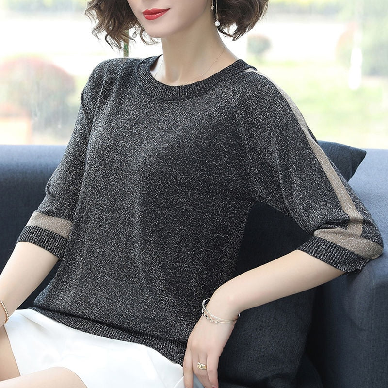 Peris Gems Half Sleeve Casual Knitted Shirt for Women | Pullover Shirt SHEIN Amazon Temu
