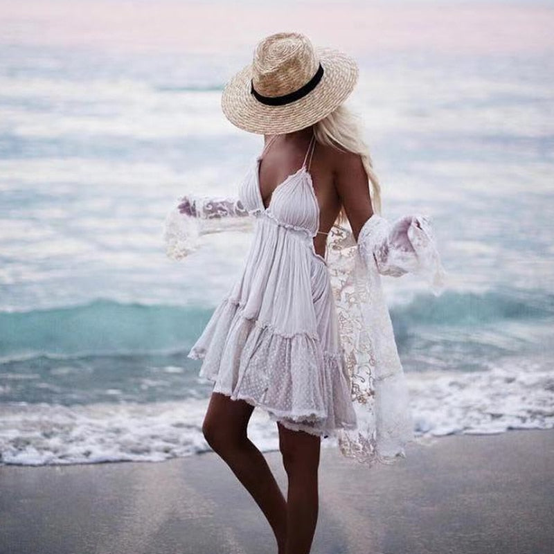 Peris Gems Halter Lace Up Backless Dresses for Women | Women&