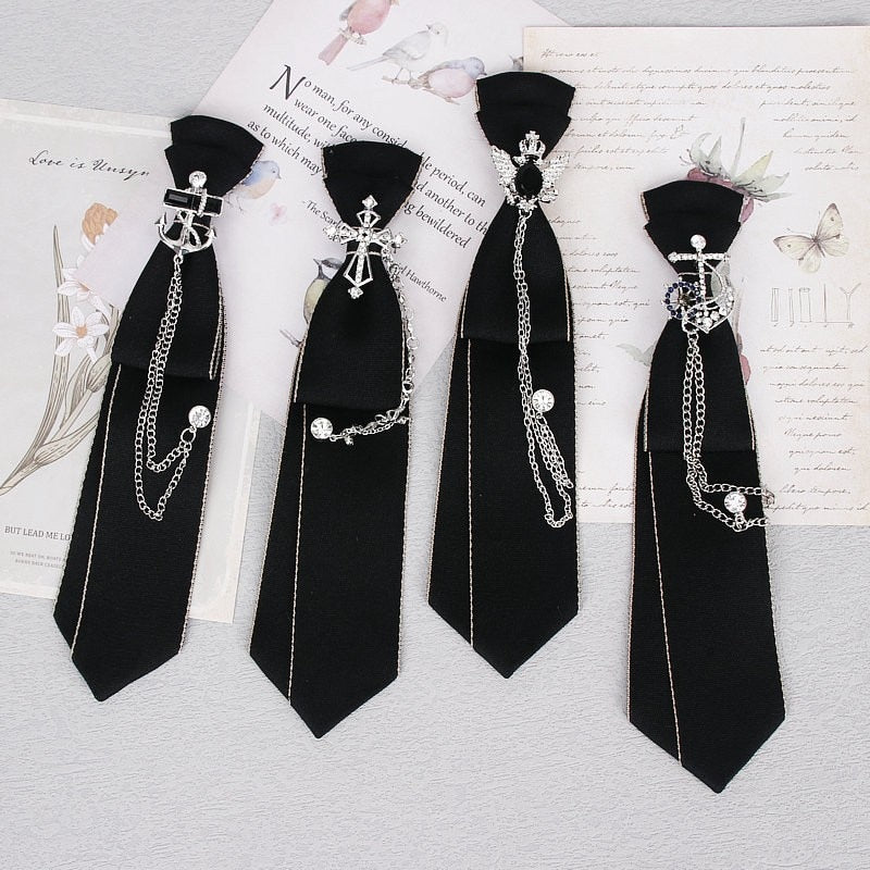 Peris Gems Hand Made Black Ribbon Rhinestone Crystal Neckties - Unisex SHEIN Amazon Temu