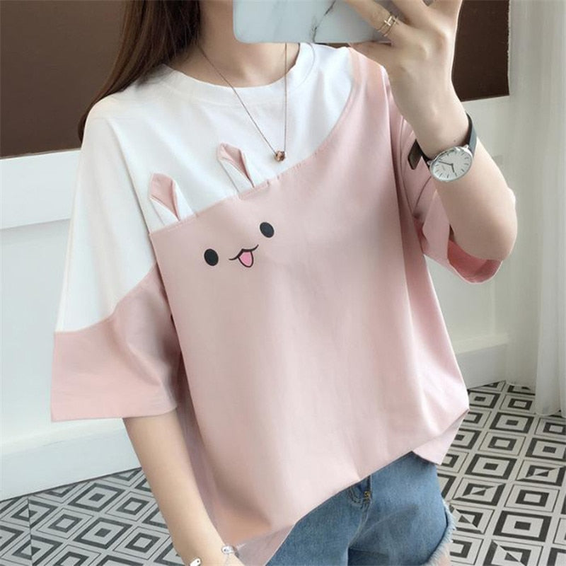 Peris Gems Happy Face Kawaii Patchwork T-Shirt for Women | Y2K Shirts SHEIN Amazon Temu