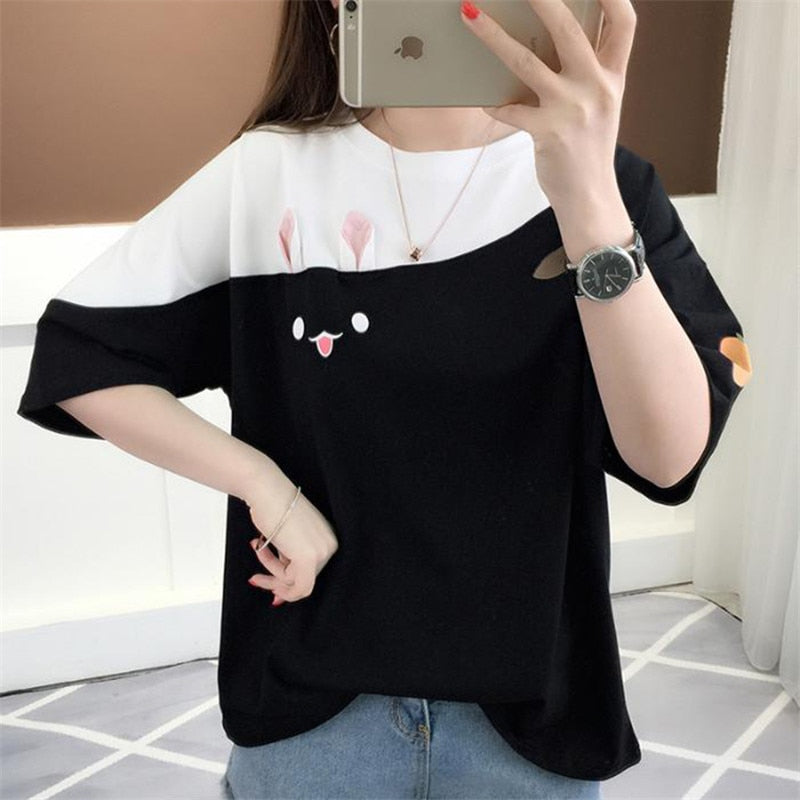 Peris Gems Happy Face Kawaii Patchwork T-Shirt for Women | Y2K Shirts SHEIN Amazon Temu