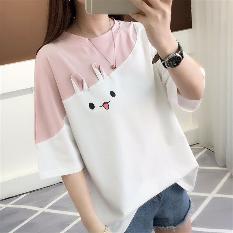 Peris Gems Happy Face Kawaii Patchwork T-Shirt for Women | Y2K Shirts SHEIN Amazon Temu