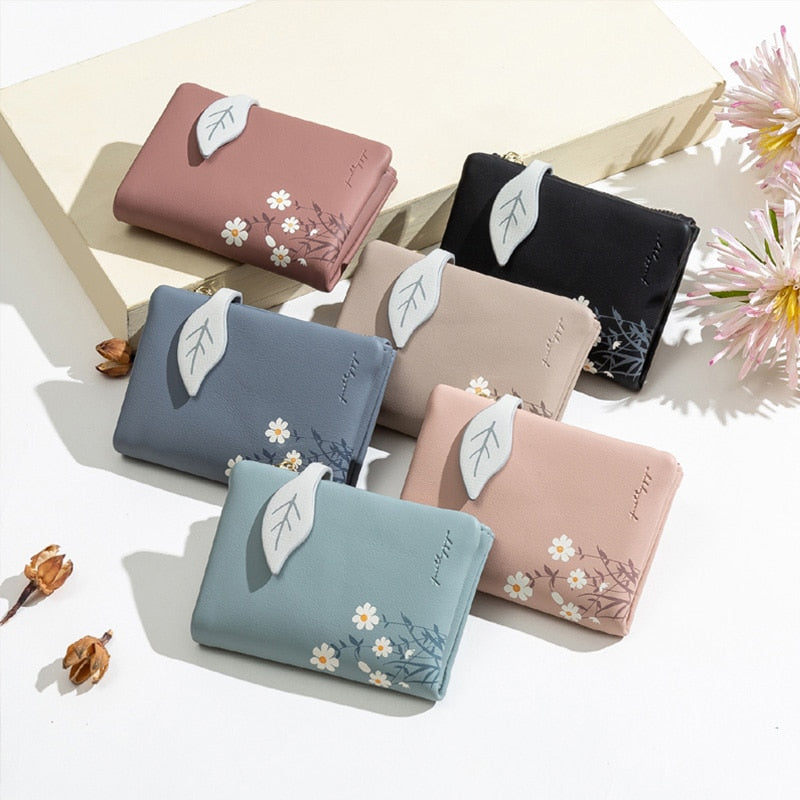Peris Gems Hasp Zipper Daisy PU Leather Small Wallet for Women | Mini Clutch Purse Hasp Zipper Daisy PU Leather Small Wallet for Women SHEIN Amazon Temu