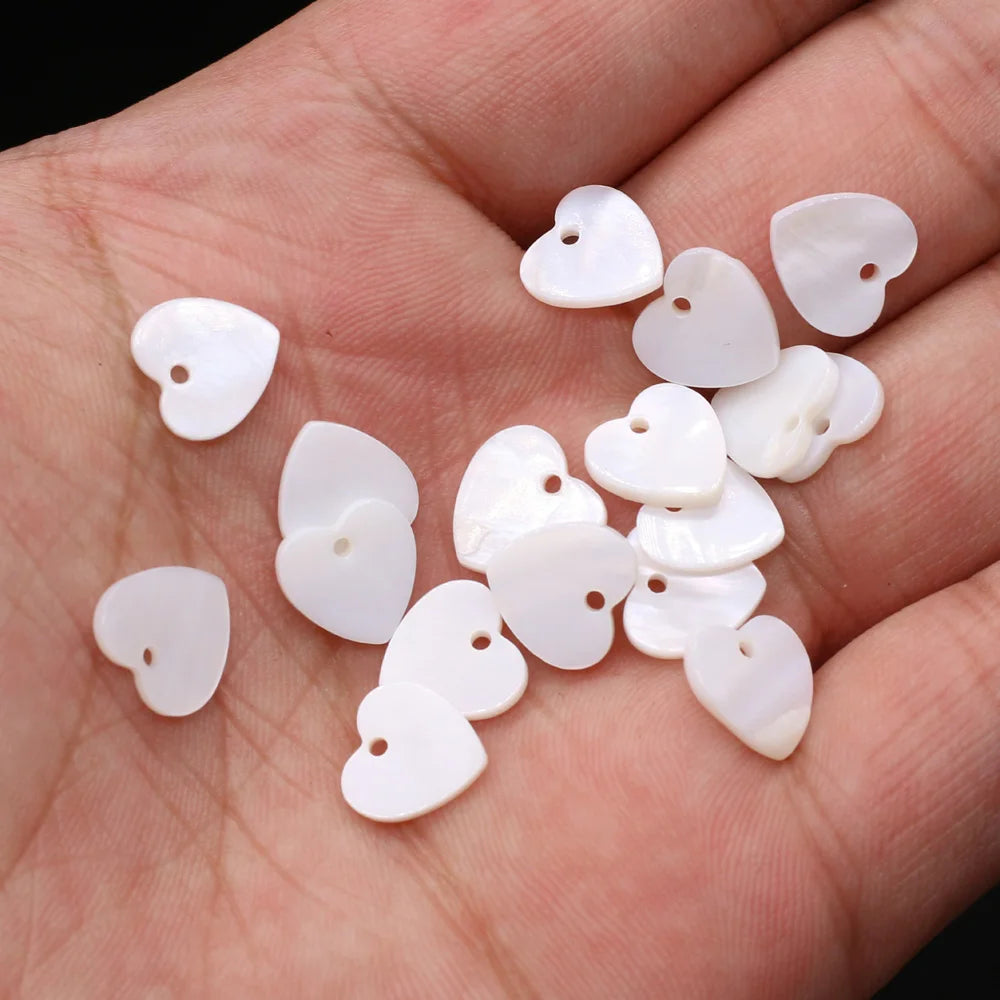 Peris Gems Heart 12x12mm 10pc Natural White Mother-of-pearl Shell Beads Heart Star Shape Shell Chip Bead for Necklace Earrings Jewelry Making Gifts SHEIN Amazon Temu